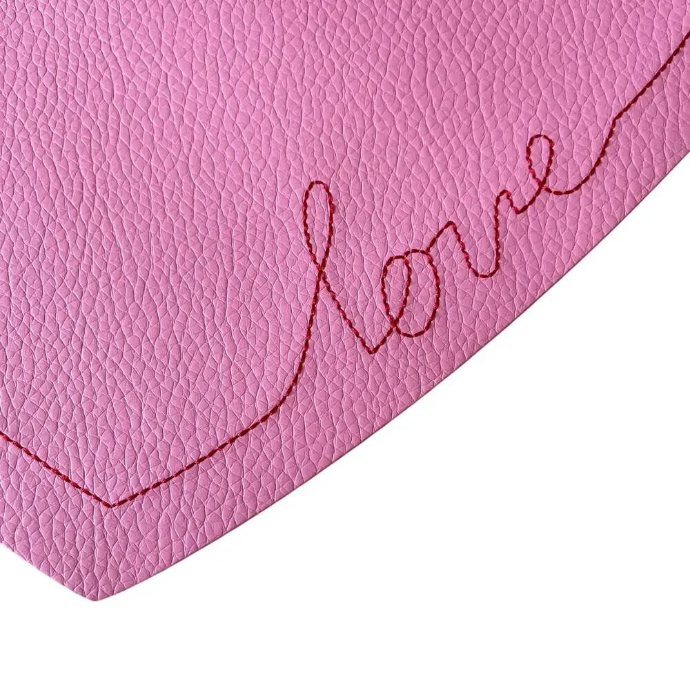 2pc Threshold Valentine Pink Faux Leather Heart Shaped Placemat Charger LOVE New